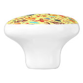 Herfst najaarpatroon op geel keramische knop (Zijkant)