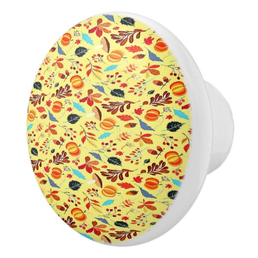 Herfst najaarpatroon op geel keramische knop (Rechts)