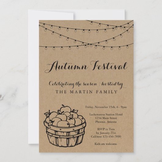 Herfst najaarsfestival | Rustic Kraft Paper Kaart (Voorkant)