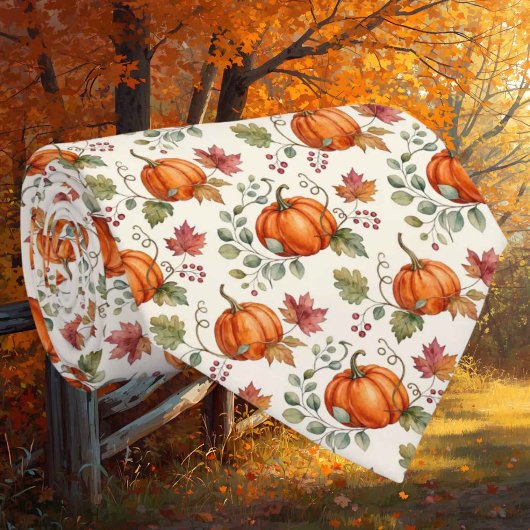 Herfst namaak zijden halsdoek | Botanische herfstt Stropdas