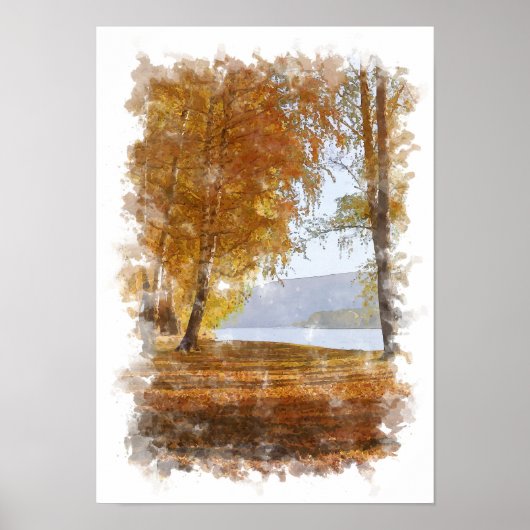 Herfst Natuur Landschap - Watercolor Poster (Voorkant)