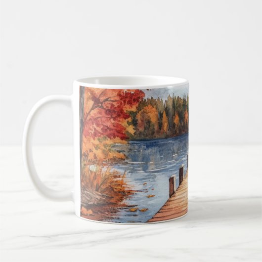 Herfst Natuur Meer Bomen Landschap Koffiemok (Links)