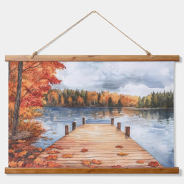 Herfst Natuur Meer Bomen Landschap Schildering Hangend Wandkleed