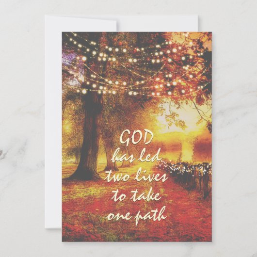 Herfst Natuur Pad Herfst Bomen Christelijk Bruilof Kaart (Voorkant)