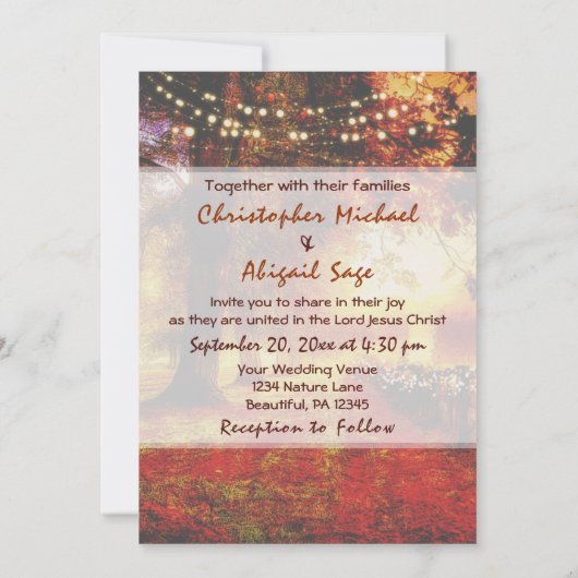 Herfst Natuur Pad Herfst Bomen Christelijk Bruilof Kaart (Achterkant)