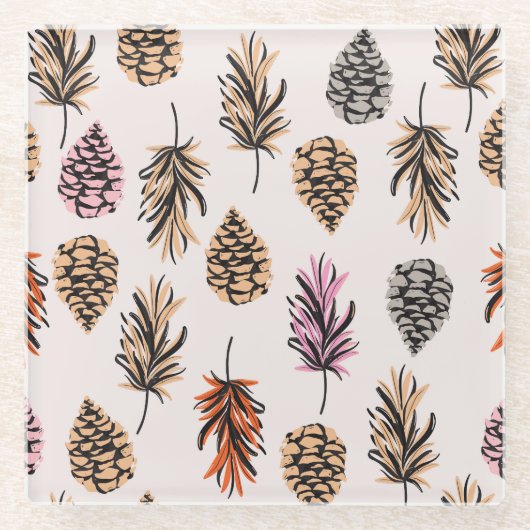 Herfst Natuur: Trendy naadloos. Glazen Onderzetter (Voorkant)