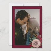 Herfst Navy Bourgondië Bloemen Huwelijk Save The Date (Achterkant)