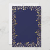 Herfst Navy Gold Leaves Invitation Kaart (Achterkant)