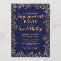 Herfst Navy Gold Leaves Invitation