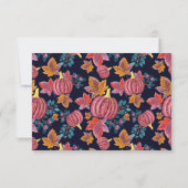 Herfst Navy Pumpkin laat Waterverf patroon voorbij Save The Date (Achterkant)