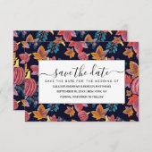 Herfst Navy Pumpkin laat Waterverf patroon voorbij Save The Date (Voorkant / Achterkant)