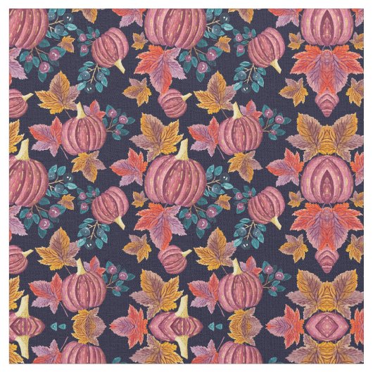 Herfst Navy Pumpkin laat Waterverf patroon voorbij Stof (Close Up)