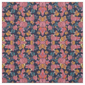 Herfst Navy Pumpkin laat Waterverf patroon voorbij Stof (Swatch)