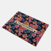 Herfst Navy Pumpkin - Monogram Waterverf Deurmat (Schuin)