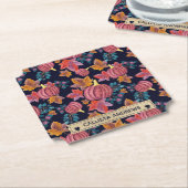 Herfst Navy Pumpkin - Monogram Waterverf Kartonnen Onderzetters (Gekanteld)