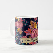 Herfst Navy Pumpkin - Monogram Waterverf Koffiemok (Voorkant links)