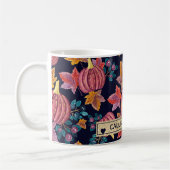 Herfst Navy Pumpkin - Monogram Waterverf Koffiemok (Links)