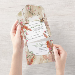 Herfst Neutral-toned Elegant thema All In One Uitnodiging
