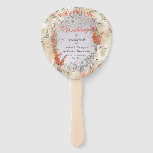 Herfst Neutral-toned Elegant thema Handwaaier (Voorkant)