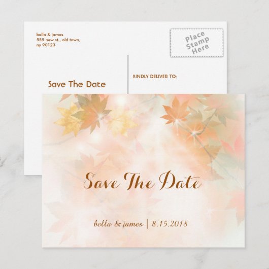 Herfst Nevel Boom Herfst Bruiloft Save The Date Ka Aankondigingskaart (Voorkant / Achterkant)