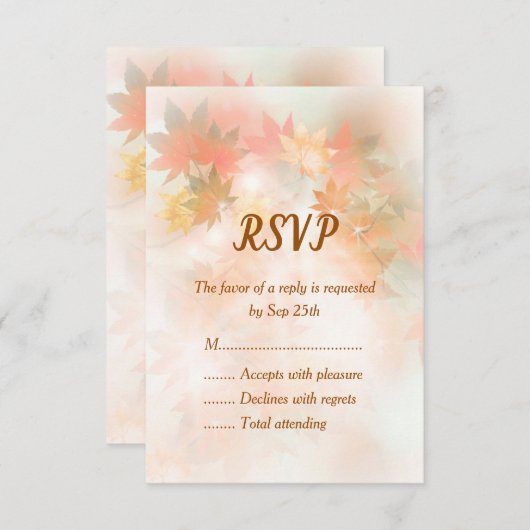 Herfst Nevel Herfst Bruiloft RSVP Kaarten (Voorkant / Achterkant)