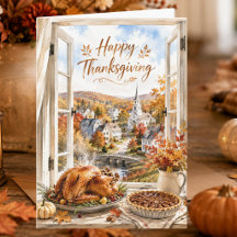Herfst New England-dorp Gelukkig Thanksgiving