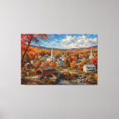 Herfst New England Dorpsschildering Canvas Afdruk (Voorkant)