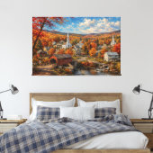 Herfst New England Dorpsschildering Canvas Afdruk (Insitu (Slaapkamer))