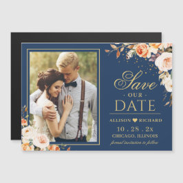 Herfst Night Gold Floral Foto Save the Date Magnet