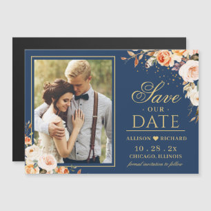 Herfst Night Gold Floral Foto Save the Date Magnet
