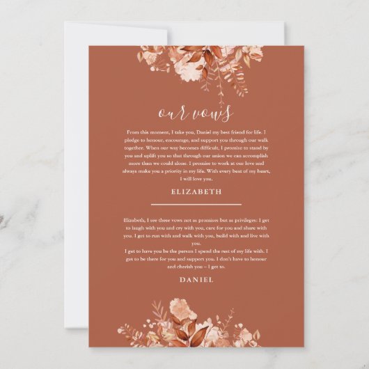 Herfst nog lang en gelukkig na huwelijksgeloften kaart (Achterkant)