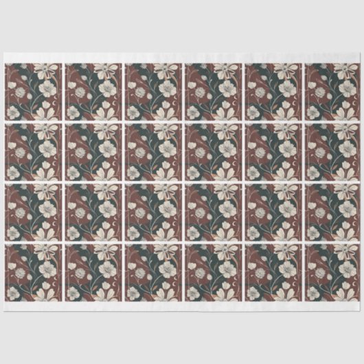 Herfst Noir Bloemen Getegelde Decoupage Tissuepapier (Voorkant)