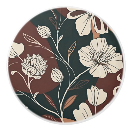 Herfst Noir Bloesems Keramische Knop (Voorkant)