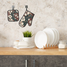 Herfst Noir Bloesems Ovenwant & Pannenlap Set