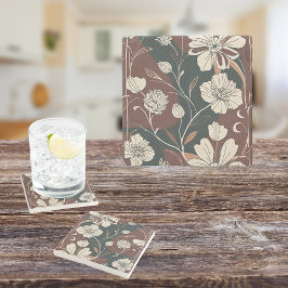 Herfst Noir Bloesems Stenen Onderzetter