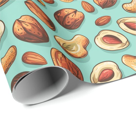 Herfst Noten Blauw Thanksgiving Cadeaupapier (Rol Hoek)