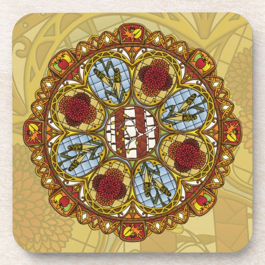 Herfst Nouveau Square Coaster Bier Onderzetter (Voorkant)