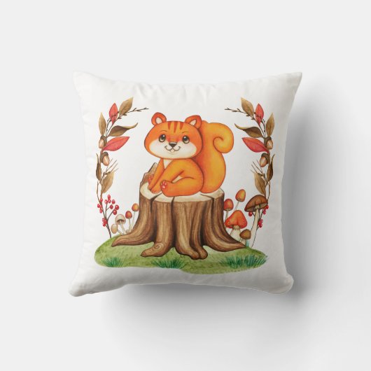 Herfst Nursery Decor Cute Baby Squirrel herfst Kussen (Achterkant)