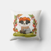 Herfst Nursery Decor Cute Little Baby Badger Autum Kussen (Achterkant)