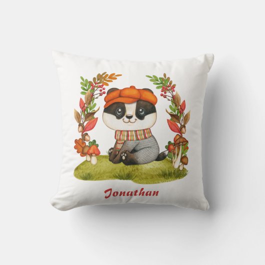 Herfst Nursery Decor Cute Little Baby Badger Autum Kussen (Voorkant)