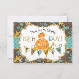 Herfst Oak laat gouden pompoenen van Glitter Harte Bedankkaart