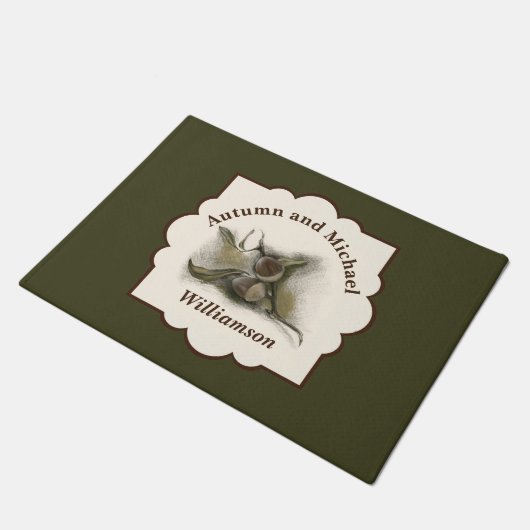 Herfst Oak Leaf en Acorn Personalized Deurmat (Schuin)