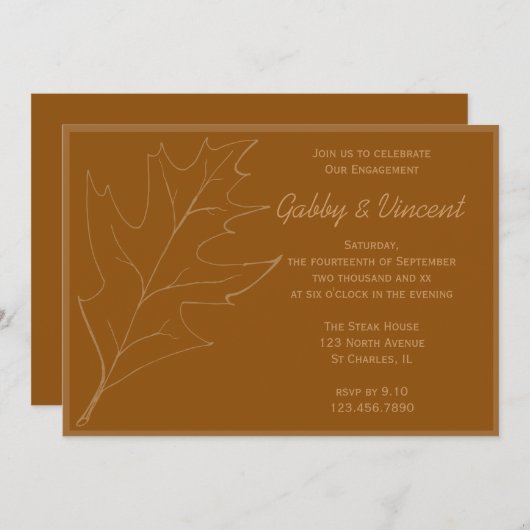 Herfst Oak Leaf Engagement Party Kaart (Voorkant / Achterkant)