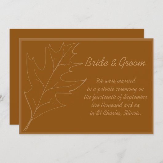 Herfst Oak Leaf huwelijks / aankondiging van de ui (Voorkant / Achterkant)