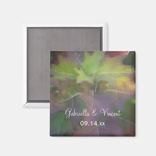 Herfst Oak Leaf Hydrangea Wedding Magneet (Voorkant / Achterkant)