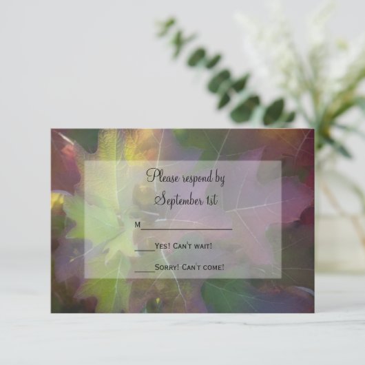 Herfst Oak Leaf Hydrangea Wedding RSVP Response Ka (Staand voorkant)