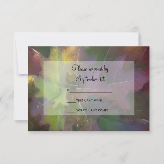 Herfst Oak Leaf Hydrangea Wedding RSVP Response Ka Kaartje (Voorkant)