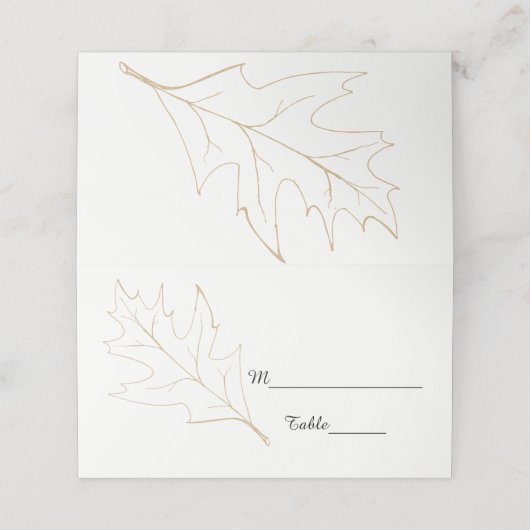Herfst Oak Leaf Wedding Plaatskaartje (Buitenkant ongevouwen)