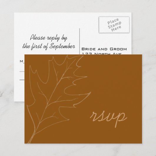 Herfst Oak Leaf Wedding RSVP Response Uitnodiging Briefkaart (Voorkant / Achterkant)