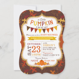 Herfst Oak Leaves en Pumpkins Baby shower Invite Kaart